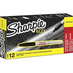 Sharpie® Industrial Permanent Markers, Fine Point, Black, Pack Of 12