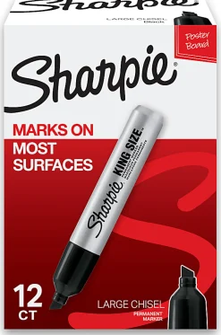 Sharpie® King-Size™ Permanent Markers, Black, Pack Of 12