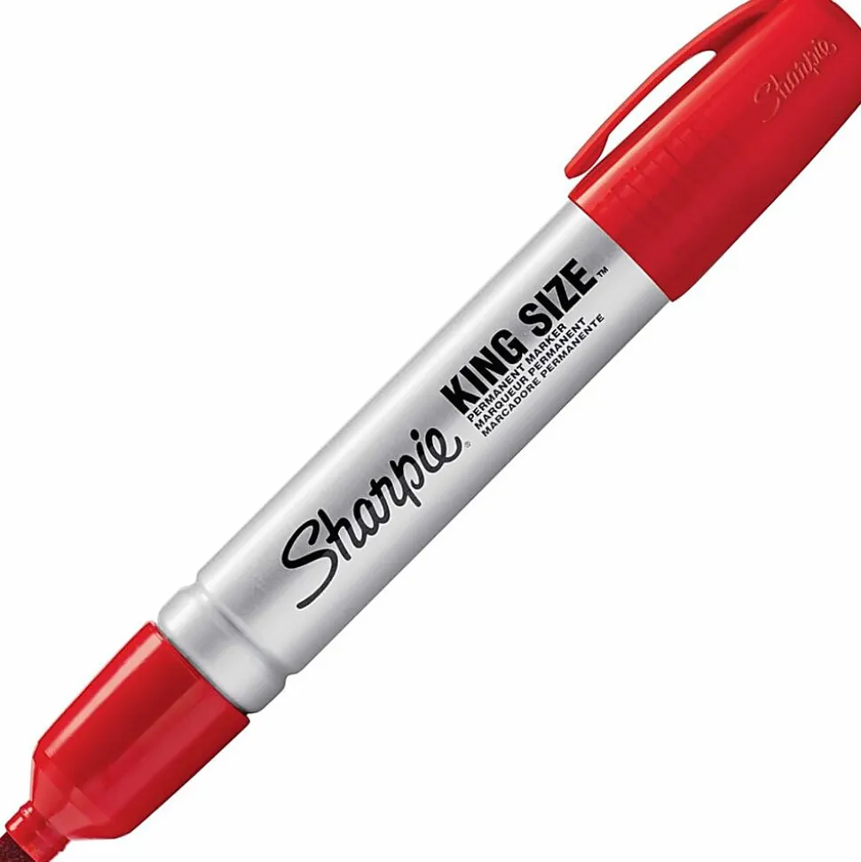 Sharpie® King-Size Permanent Markers, Chisel Point, Red Ink, Pack Of 12 Markers