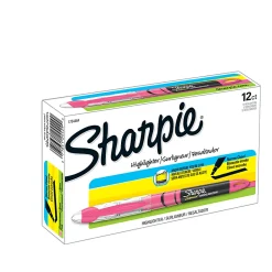 Sharpie® Liquid Highlighters, Chisel Tip, Fluorescent Pink, Box of 12