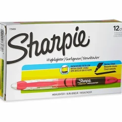Sharpie® Liquid Highlighters, Chisel Tip, Fluorescent Pink, Box of 12