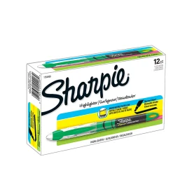 Sharpie® Liquid Highlighters, Chisel Tip, Fluorescent Green, Box of 12