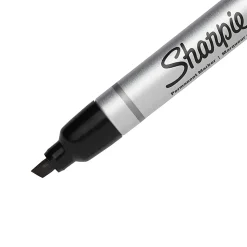 Sharpie® Metal Barrel Chisel Permanent Markers, Black Ink, Pack Of 12 Markers