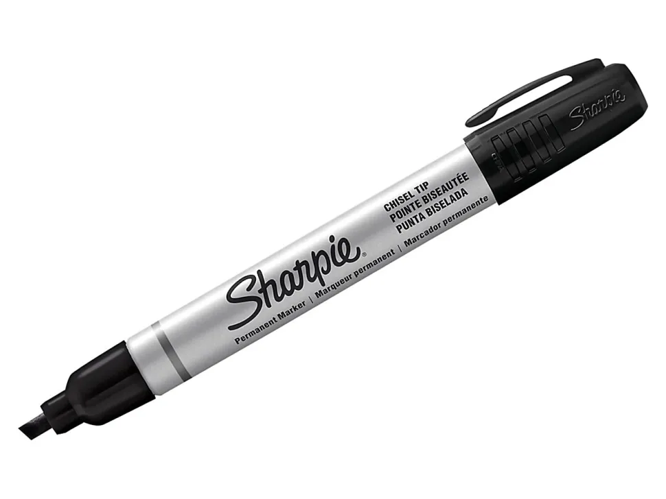 Sharpie® Metal Barrel Chisel Permanent Markers, Black Ink, Pack Of 12 Markers