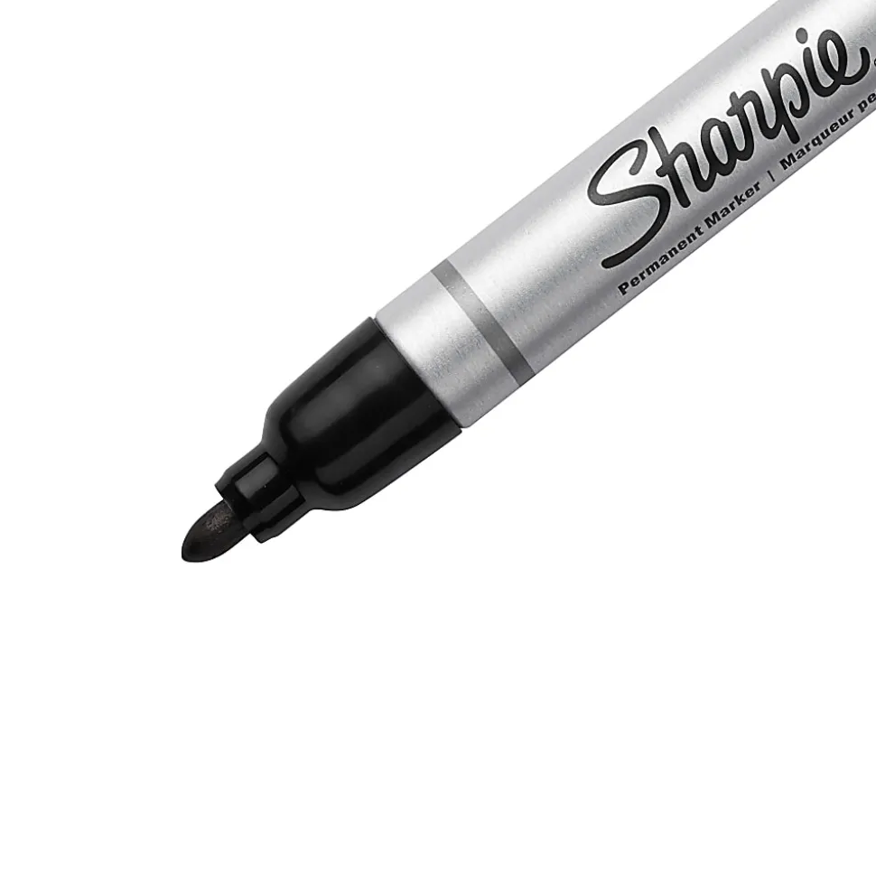 Sharpie Metal Barrel Permanent Markers, Bullet Tip, Black, 12 Count