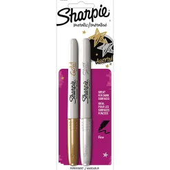 Sharpie Metallic Fine Point Permanent Marker - Gold, Silver Ink - Alcohol Based - 2 / Set