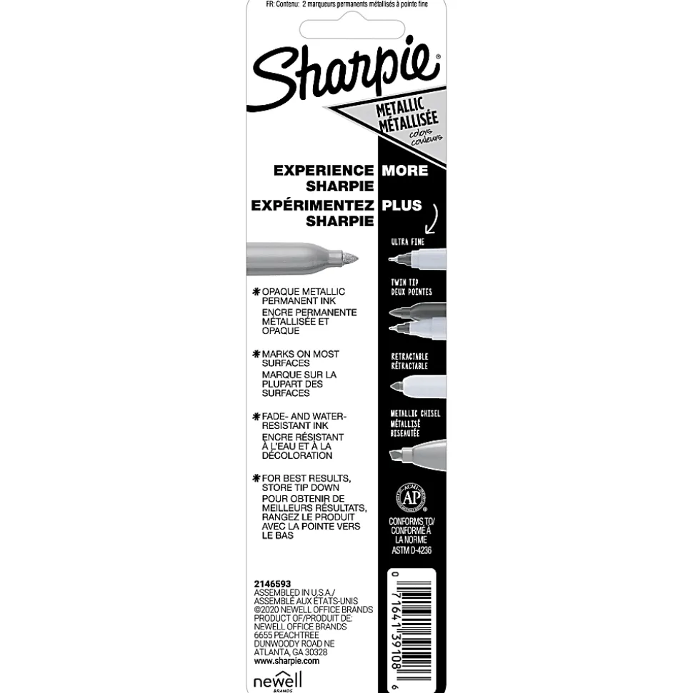 Sharpie® Metallic Markers, Silver, Pack Of 2 Markers