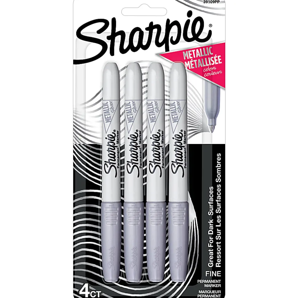 Sharpie® Metallic Markers, Silver, Pack Of 4 Markers