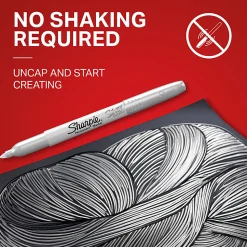 Sharpie® Metallic Permanent Markers, Fine Point, Assorted Ink Colors, Pack Of 6