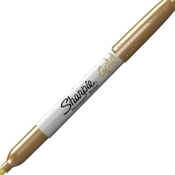 Sharpie® Metallic Permanent Markers, Fine Point, Gold Ink, Pack Of 12