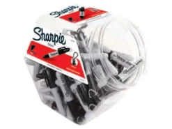 Sharpie® Mini Permanent Markers, Fine Point, Gray Barrel, Black Ink, Canister Of 72 Markers