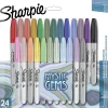Sharpie® Mystic Gems Permanent Markers, Fine Point, White Barrels, Assorted Ink Colors, Set Of 24 Markers