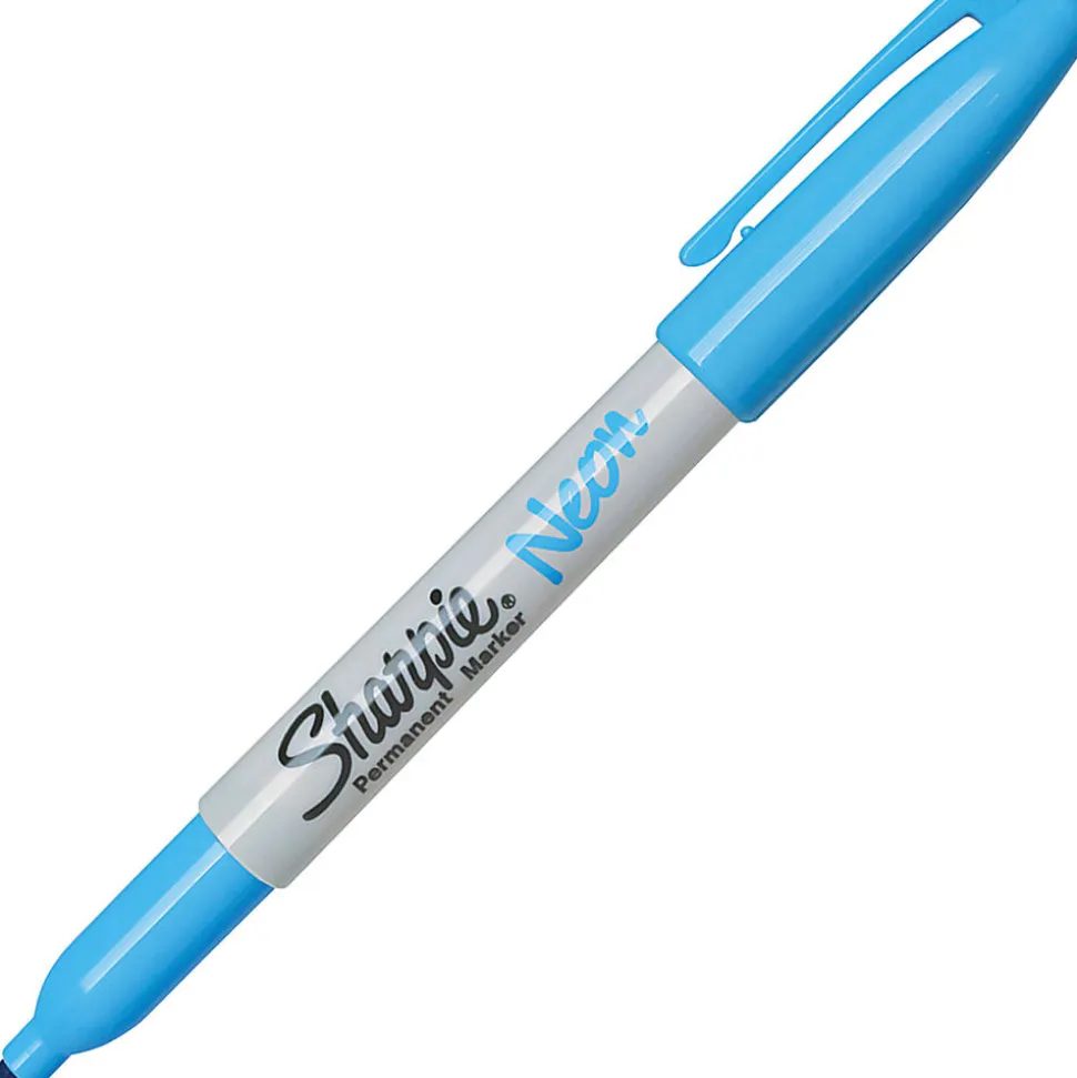 Sharpie® Neon Permanent Markers, Fine Point, Assorted Colors, Pack Of 5