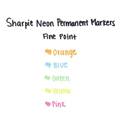 Sharpie® Neon Permanent Markers, Fine Point, Assorted Colors, Pack Of 5