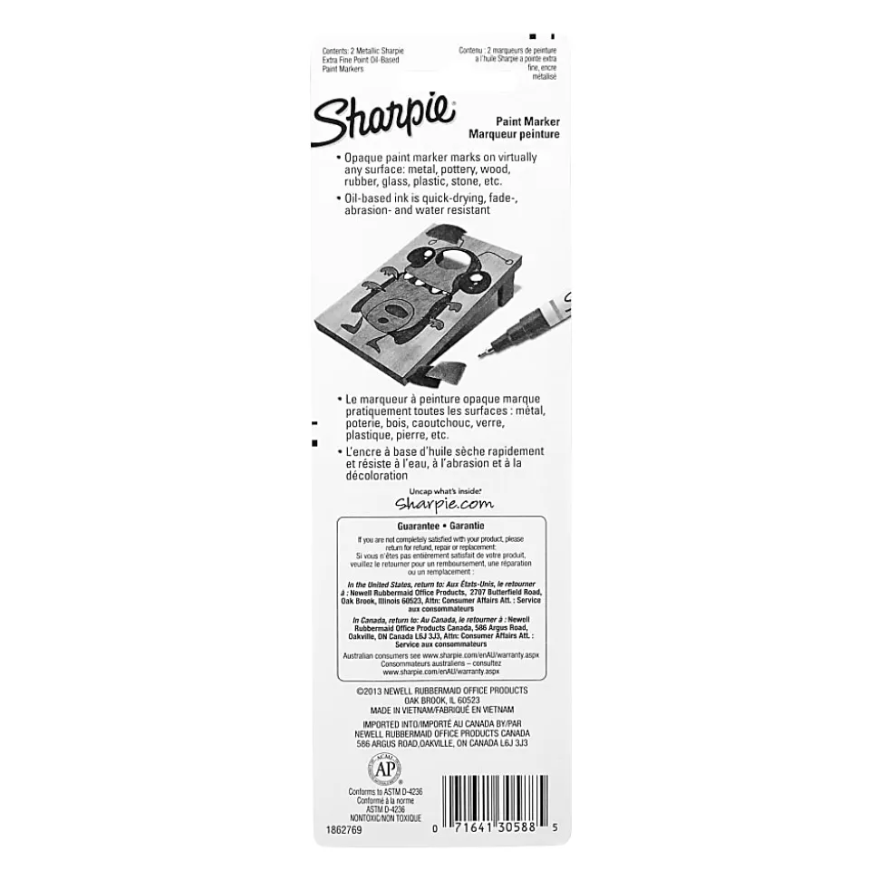 Sharpie® Paint Markers, Extra-Fine Point, Assorted Colors, Pack Of 2