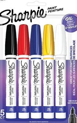 Sharpie® Paint Markers, Medium Point, Assorted Colors, Pack Of 5 Markers