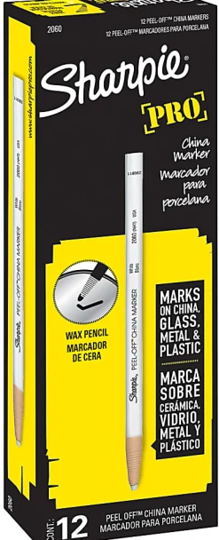 Sharpie® Peel-Off™ China Markers, Black, Box Of 12