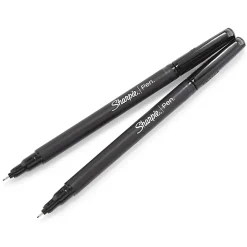 Sharpie® Pens, Fine Point, 0.4 mm, Black Barrels, Assorted Ink Colors, Pack Of 12