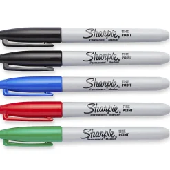 Sharpie® Permanent Fine-Point Markers, Assorted Colors, Pack Of 5 Markers