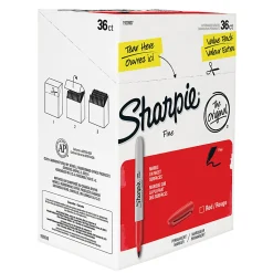 Sharpie® Permanent Fine-Point Markers, Red, Pack Of 36