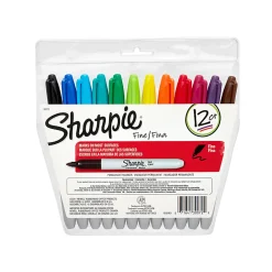 Sharpie® Permanent Fine-Point Markers, Assorted Colors, Pack Of 12