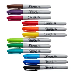 Sharpie® Permanent Fine-Point Markers, Assorted Colors, Pack Of 12