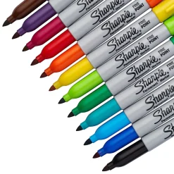 Sharpie® Permanent Fine-Point Markers, Assorted Colors, Pack Of 12