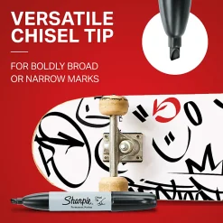 Sharpie® Permanent Markers, Chisel Tip, Gray Barrel, Black Ink, Pack Of 36 Markers
