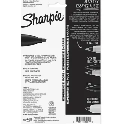 Sharpie® Permanent Markers, Chisel Tip, Black Ink, Pack Of 4 Markers