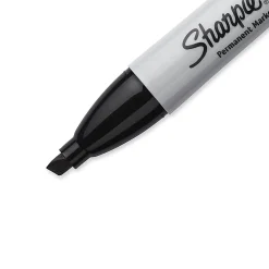 Sharpie® Permanent Markers, Chisel Tip, Black Ink, Pack Of 4 Markers