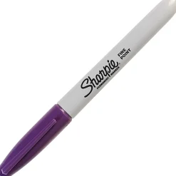Sharpie® Permanent Markers, Fine Point, Purple, Pack Of 12
