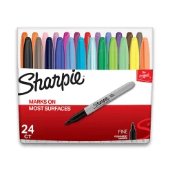 Sharpie®Permanent Markers, Fine Point, Assorted Colors, Set Of 24, Pouch