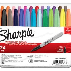 Sharpie®Permanent Markers, Fine Point, Assorted Colors, Set Of 24, Pouch