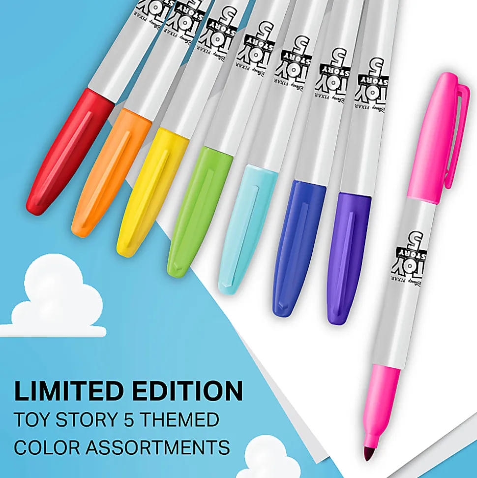 Sharpie Permanent Markers, Toy Story 5 Packaging, Assorted, Fine Point, 5 Count