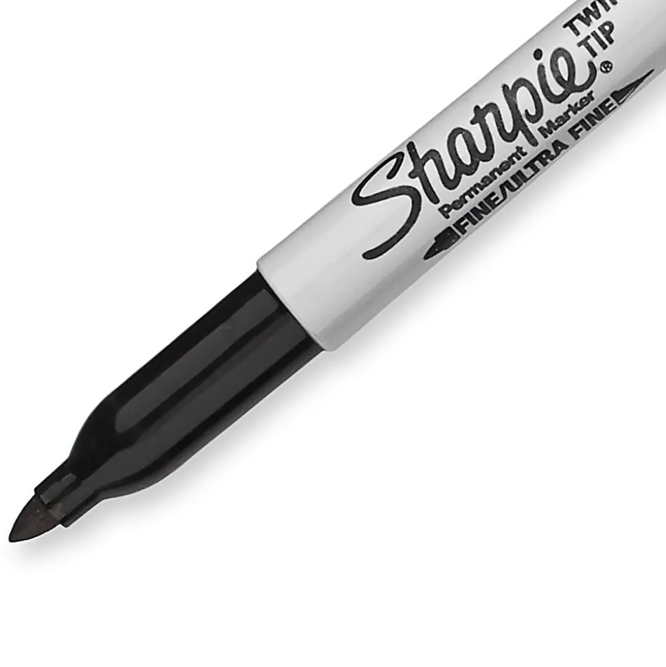 Sharpie Permanent Markers, Twin Tip, Fine/Ultra Fine Point,4/PK, Black