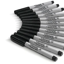 Sharpie® Permanent Ultra-Fine Point Markers, Black, Pack Of 12 Markers