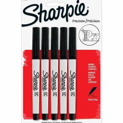 Sharpie® Permanent Ultra-Fine Point Markers, Black, Pack Of 5 Markers
