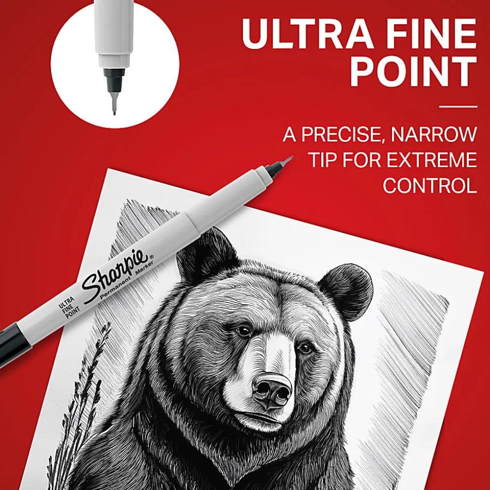 Sharpie® Permanent Ultra-Fine Point Markers, Blue, Pack Of 12 Markers