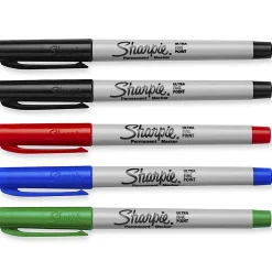 Sharpie® Permanent Ultra-Fine Point Markers, Assorted Colors, Pack Of 5 Markers