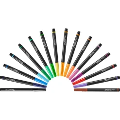 Sharpie® Porous Art Pens, Fine Point, 0.4 mm, Black Barrel, Assorted Ink Colors, Pack Of 24
