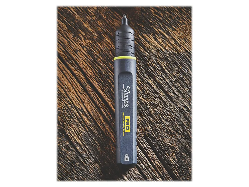 Sharpie® PRO Permanent Markers, Fine Point, Black/Gray Barrel, Black Ink, Pack Of 12 Markers