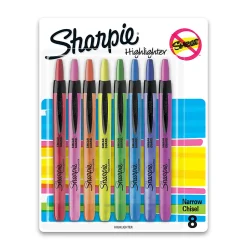 Sharpie® Retractable Highlighters, Chisel Tip, Assorted, 8 Count