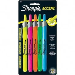 Sharpie® Retractable Highlighters, Assorted Colors, Pack Of 5