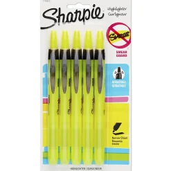 Sharpie® Retractable Highlighters, Narrow Chisel Tip, Yellow, 5 Count