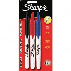 Sharpie® Retractable Permanent Markers, Fine Point, Assorted Colors, Pack Of 3 Markers