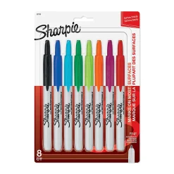 Sharpie® Retractable Permanent Markers, Fine Point, Assorted Colors, Pack Of 8 Markers