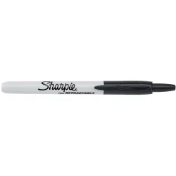 Sharpie® Retractable Permanent Markers, Fine Point, Black, Box Of 12