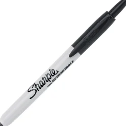 Sharpie® Retractable Permanent Markers, Fine Point, Black, Box Of 12