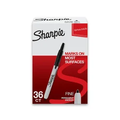 Sharpie® Retractable Permanent Markers, Fine Point, Black Ink, Pack Of 36
