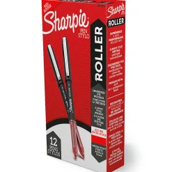 Sharpie® Rollerball Pens, Needle Point, 0.5 mm, Red Ink, Pack Of 12